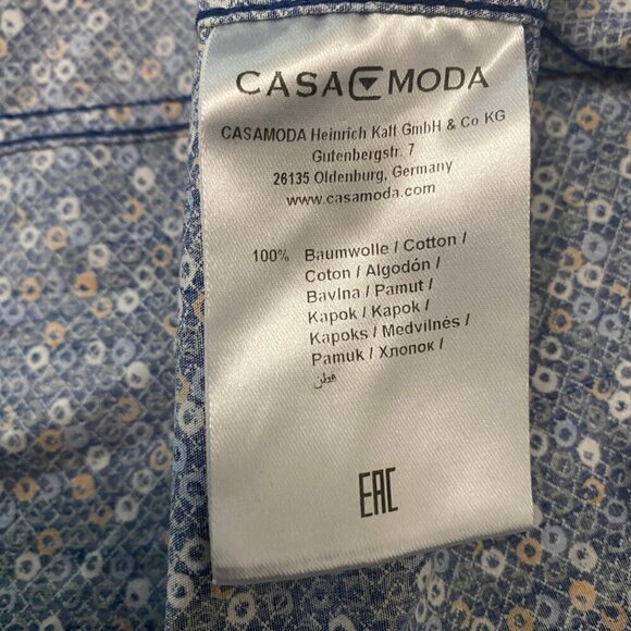 Casa Moda 100% Cotton Blue Short Sleeve Button-Up – Casual Fit (Approx. XL) - Picture 5 of 5